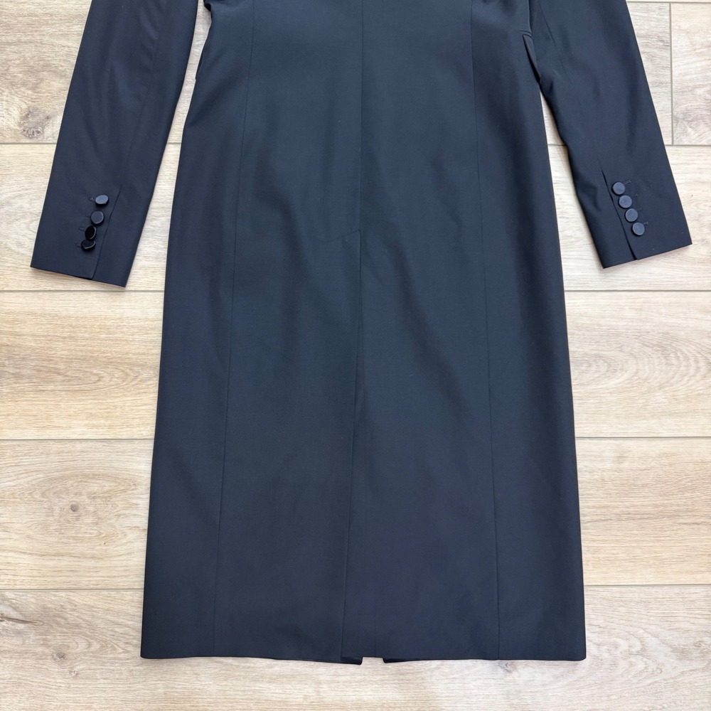Vintage YSL Rive Gauche Black Wool Silk Long Tuxedo Coat Le Smoking Jacket 36 - Picture 9 of 16